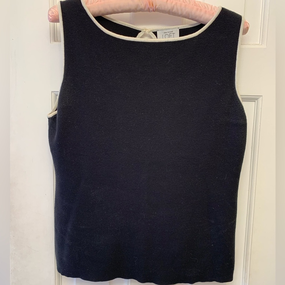 LOFT Black and Cream Tank Top